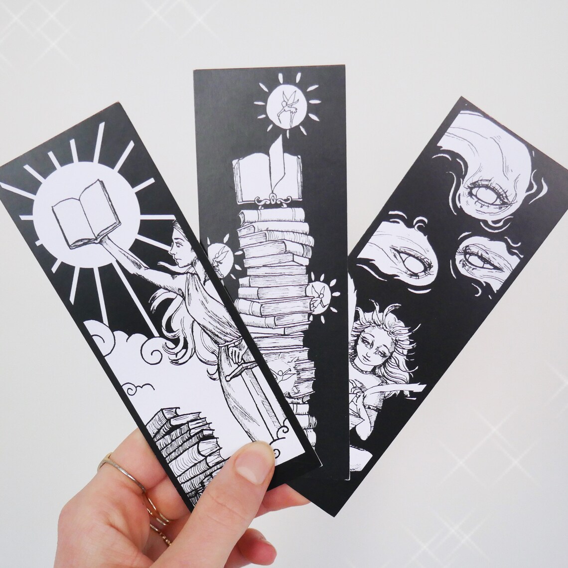 BUNDLE Set of 3 Bookmarks Magical Black and White Etsy
