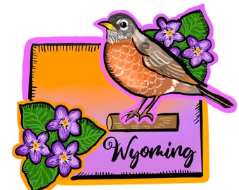 Wyoming State Flower and Bird - Etsy