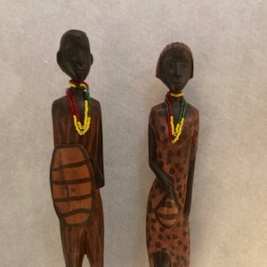 African Tribal wooden carved man and woman