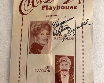 Debbie Reynolds original witnessed signature on Celebrity Playhouse menu