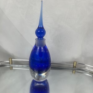 Mundgeblasene Bullicante Glas Kobaltblau Parfüm Flasche Mit Dauber Stopfen / Wahrscheinlich Murano
