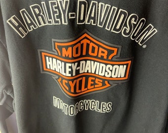 Harley-davidson Motorcycles Mens Shirt Black Orange Long