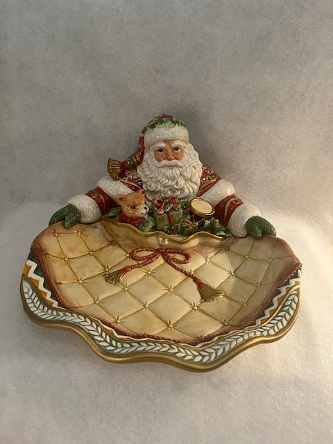 Christmas Dishes | Holiday | Fitz Floyd 3d Fireplace Santa Platter