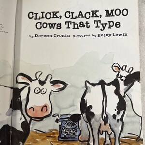 2000 Click, Clack, Moo Cows That Type read a long/CD by Doreen Cronin & Betsy Lewin, Randy Travis image 4
