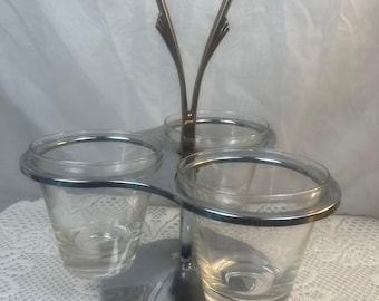 Kromex Drehwürze Caddy Silber Chrom Glas