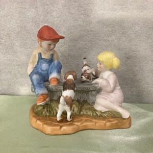 Vintage Paul Sebastian Boy/Girl with dogs rare bisque porcelain