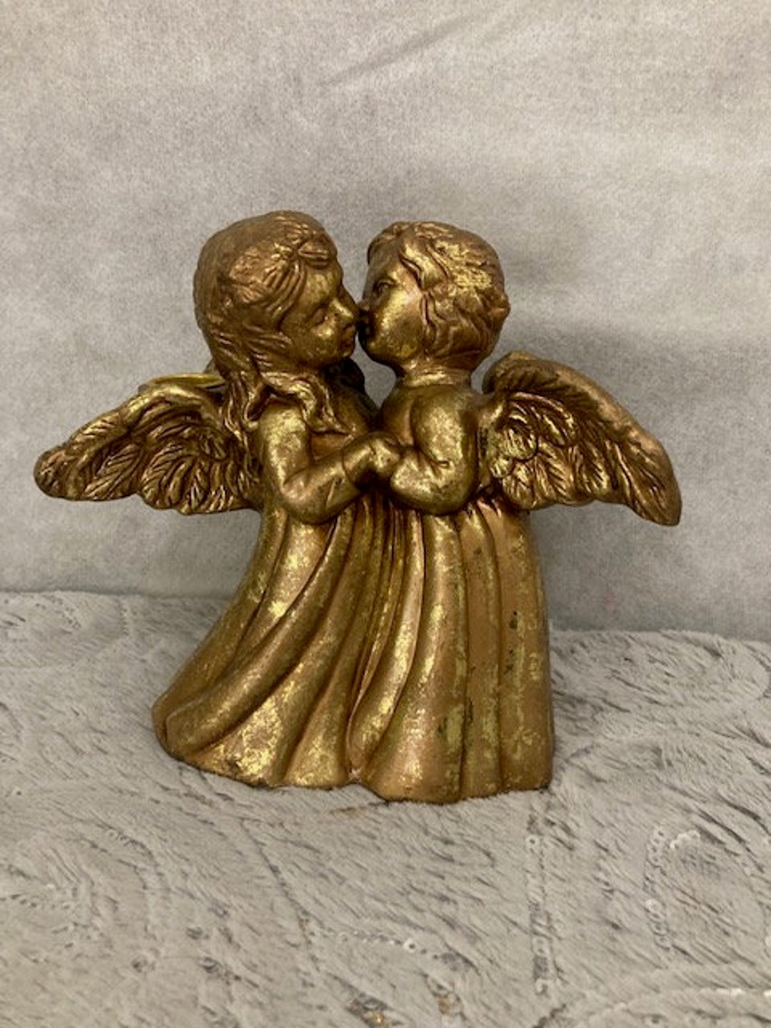 Vintage Ceramic Gold Angel Candle Holders Gold Etsy