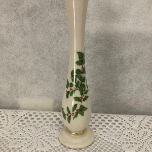 Retired Lenox Holiday Footed Gold Trimmed Bud Vase