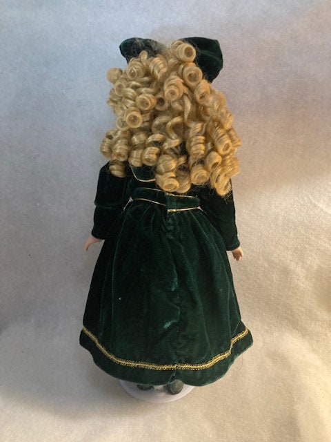 porcelain doll green velvet dress Silk Velvet Marie Mini Baby Doll Dress