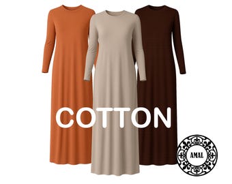 AMAL, Vestido lencero de punto de algodón para mujer, vestido interior largo, prenda interior suave y transpirable, prenda básica, ropa interior larga para uso diario, EE. UU.