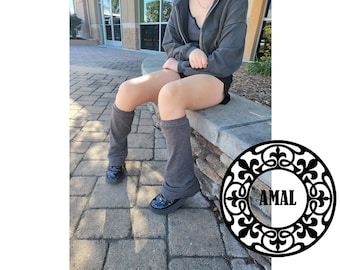 AMAL. Womens Leg Warmers. Knit Long Socks. Winter Warm Ruffle Leg Sleeves Warmer College Concert Thick Boot Socks