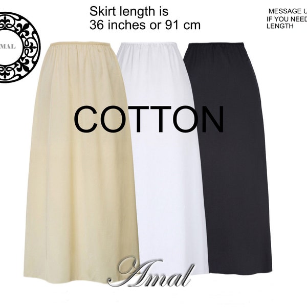 AMAL Femmes Tricoté Jupon Jupon Long 36in (91cm) COTON