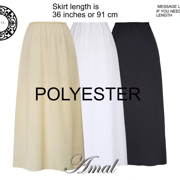 AMAL Women Slips Knitted Petticoat Underskirt Long 36in (91cm) POLYESTER