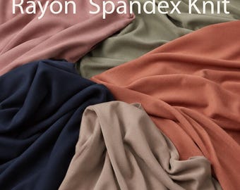Tejido de punto suave de algodón, rayón y elastano por metro, jersey elástico color beige topo, tejido de punto ligero para hijabs, gorros, bufandas, F-15