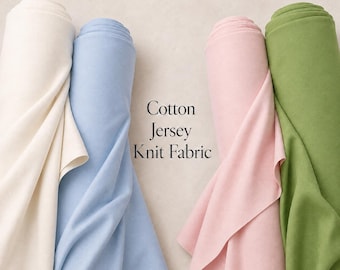 Premium Cotton Jersey Knit Fabric, Made in USA, Soft Medium Weight Stretch Fabric for T-Shirts, Dresses, Pants, 60–66 Inches Wide, F-26