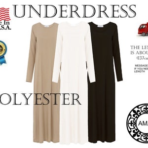 AMAL Women&#39;s. Slips Petticoat. Polyester Underdress.  With Sleeves. USA