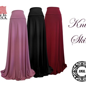 AMAL. Women&#39;s Basic Long Maxi Knit Skirt With Wide Belt. USA. Model 112