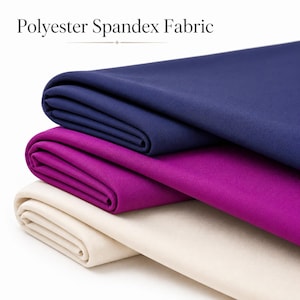 Polyester Spandex Fabric by the Yard, 4 Way Stretch Activewear Knit, Medium Weight Fabric for Leggings, Dresses, Skirts, Jackets, Dancewear