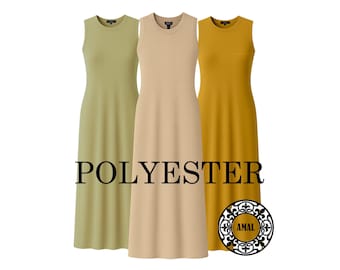 AMAL Long Knitt Polyester Underdress, Slip Lining Dress, Custom Length Available, Model U-2 Poly