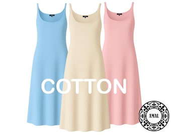 AMAL, COTTON Sleeveless Slip Dress for Women, Maxi Underdress, Soft Breathable Layering Piece, Long Undergarment for Everyday Wear, USA