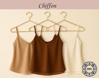 Camisola doble de gasa AMAL con corte al bies | 60 cm de largo | Beige/Marrón/Crema, EE. UU.