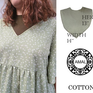 AMAL Full Neck Coverage. No Collar. COTTON. Extensions Neck Cover Under Top. USA. Model B1.
