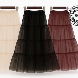 vintage❤️velours tulle black skirt Black Tulle Skirt for Women Knee Length With Lining - Etsy