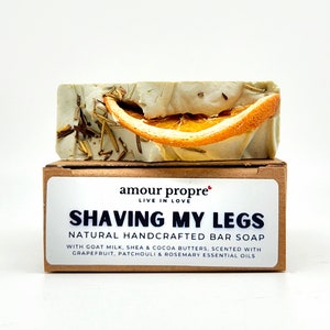 Shaving My Legs Handcrafted Bar Soap 5 oz Goat Milk, Grapefruit, Patchouli, Rosemary Essential Oils image 1