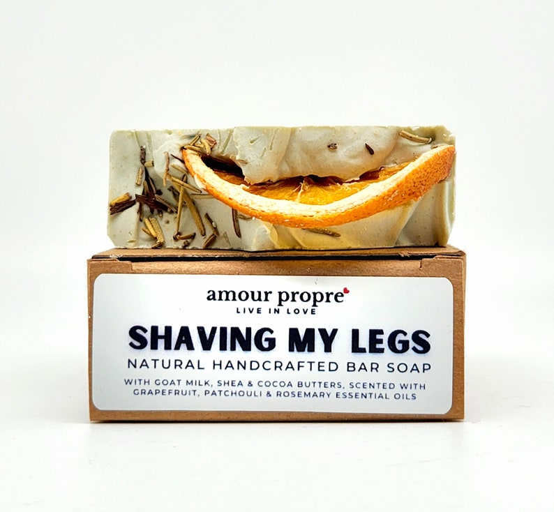 Shaving My Legs Handcrafted Bar Soap 5 oz Goat Milk, Grapefruit, Patchouli, Rosemary Essential Oils image 1