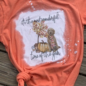Most Wonderful Time Of The Year Distressed Tee, Vintage Tees, Vintage T-shirt, Bleached Shirt, Distressed Shirts, Fall Tees, Mom Shirts