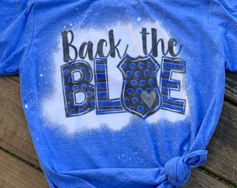 Back the Blue Distressed Tee, Vintage Tee, Bleached Tee, Cute and Comfy Shirt, Vintage Style