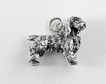 20 3D Puppy Dog Charms Silver Metal Spaniel Lab Mutt Head Face Animal Pendants