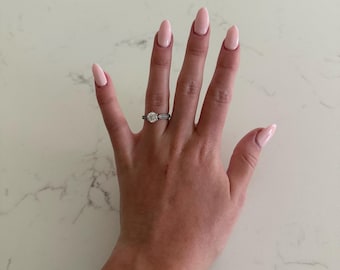 Sterling Silver CZ Milgrain Engagement Ring with Channel Accents