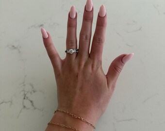 Sterling Silver CZ Three-Stone engagement ring with Accent Stones