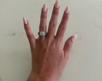 Sterling Silver Classic CZ Ring with Pavé Band