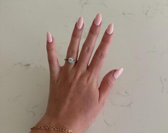 Sterling Silver Oval CZ Halo Ring