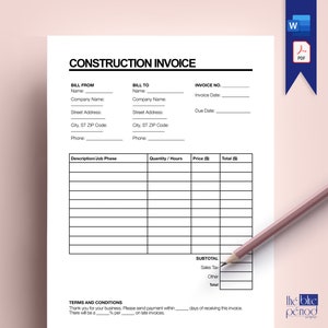 Editable Construction Invoice
