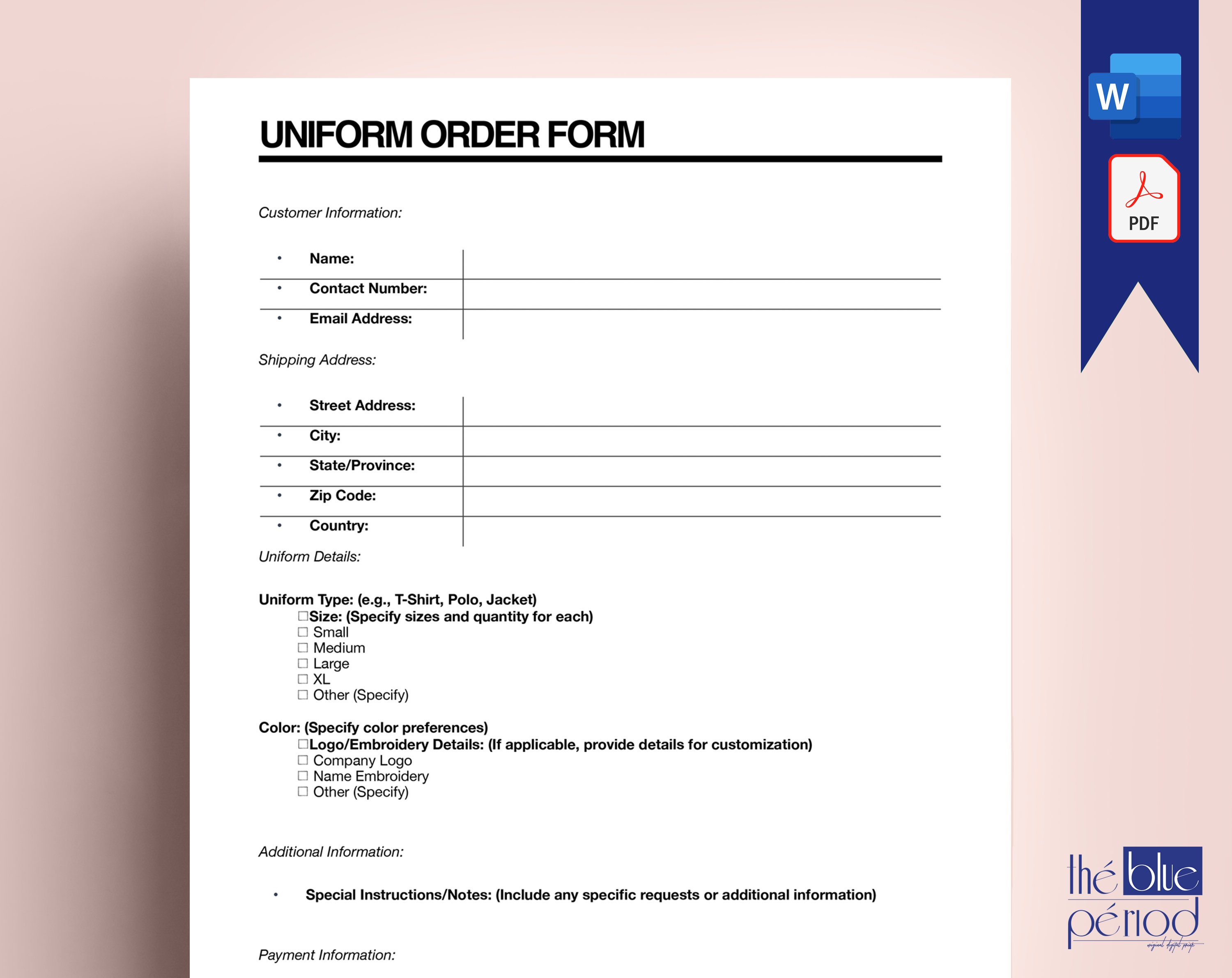 Editable Uniform Order Form - Etsy