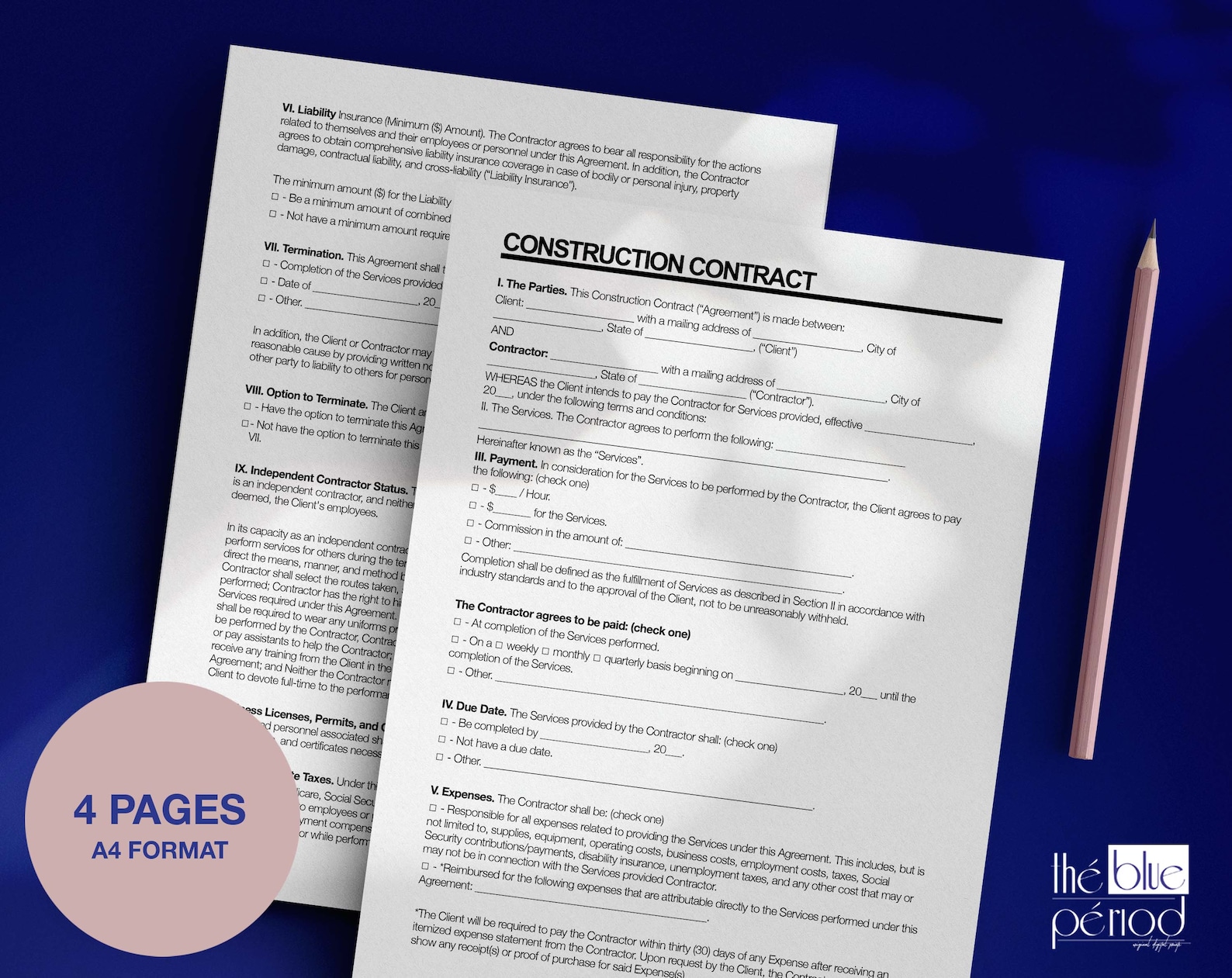 Editable Construction Contract - Etsy