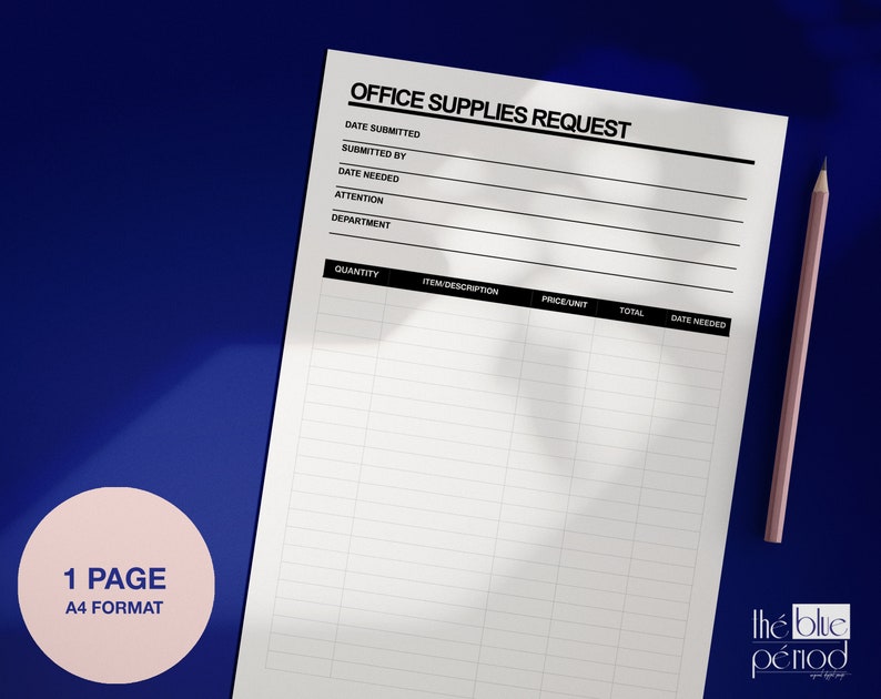Editable Office Supplies Request Form Etsy