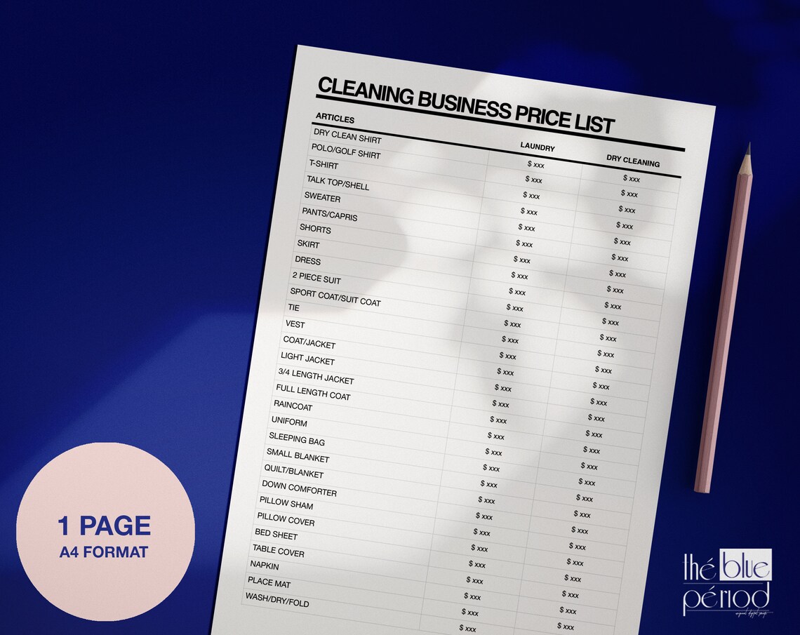 Editable Cleaning Business Price List Etsy