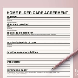 Home Elder Agreement Template Printable Home Health Care - Etsy