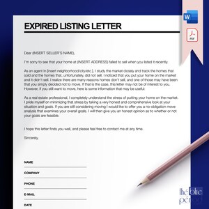 Sample Expire Photo Writing Editable Expired Listing Letter Template - Etsy