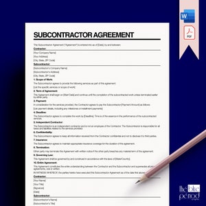 Editable Subcontractor Agreement