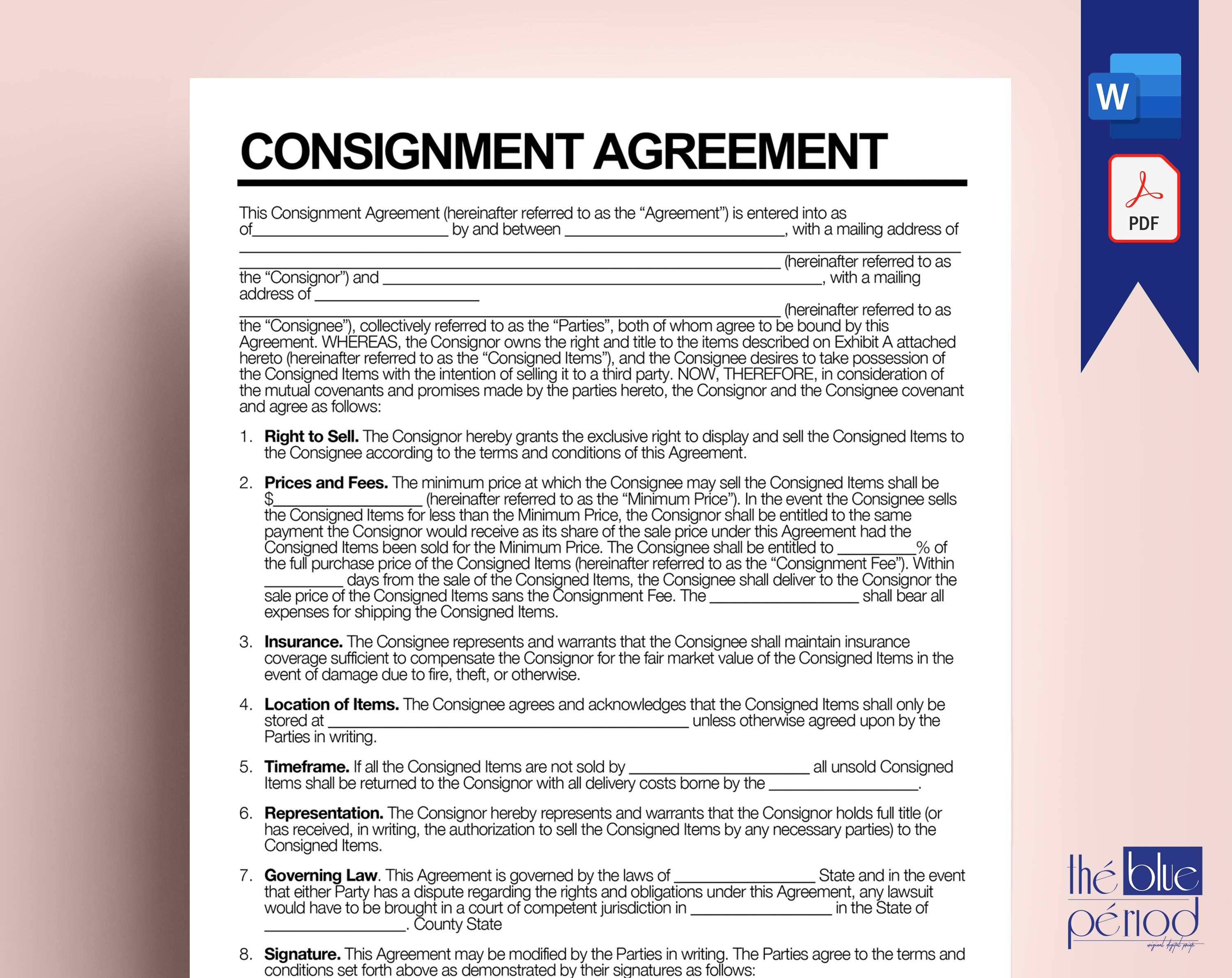 Editable Consignment Agreement Etsy