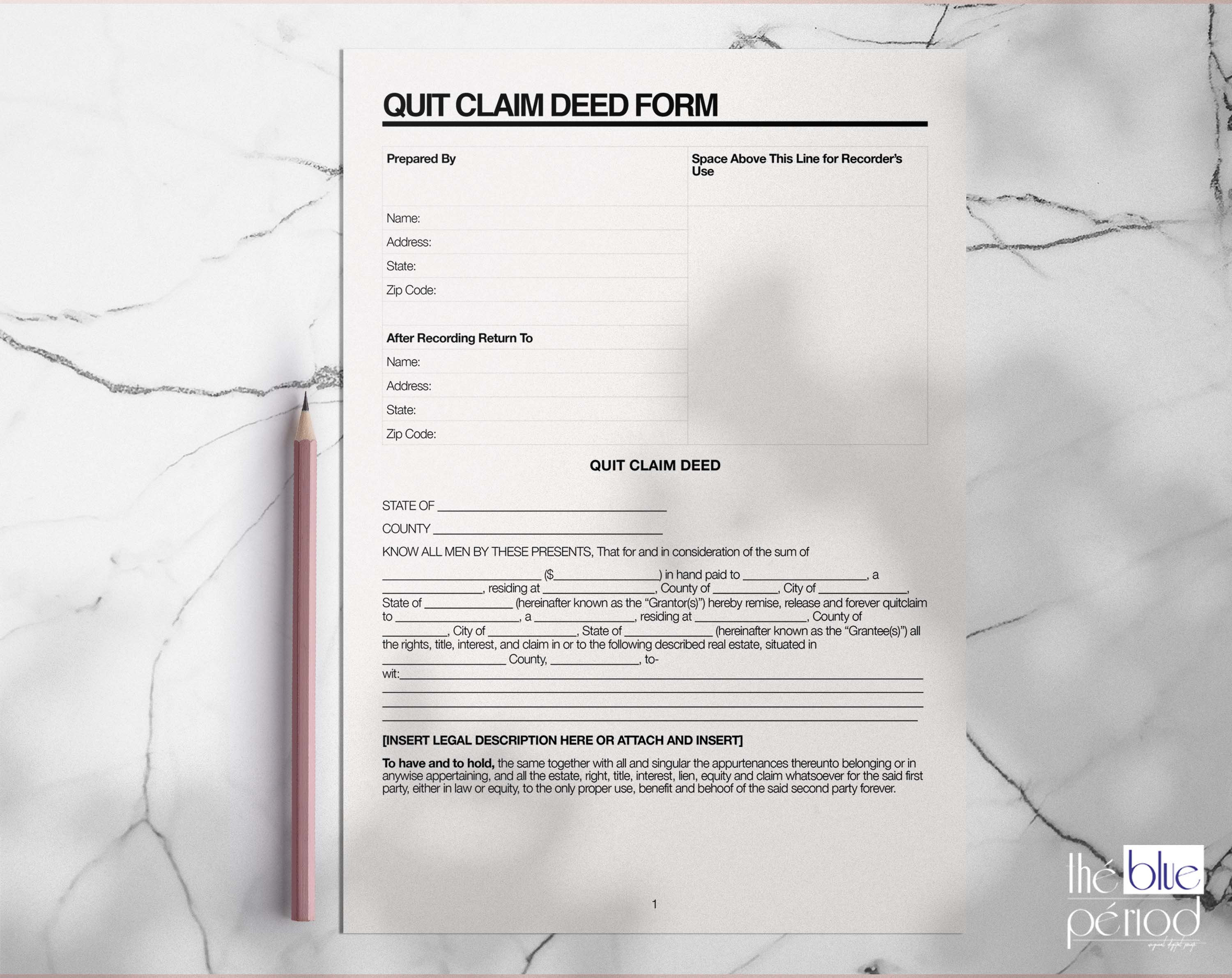 Editable Quit Claim Deed Form Etsy