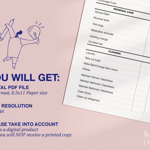 Editable Caregiving Daily Tasks Template, In-home Caregiver Tasks ...