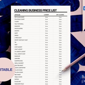 Editable Cleaning Business Price List, Business template