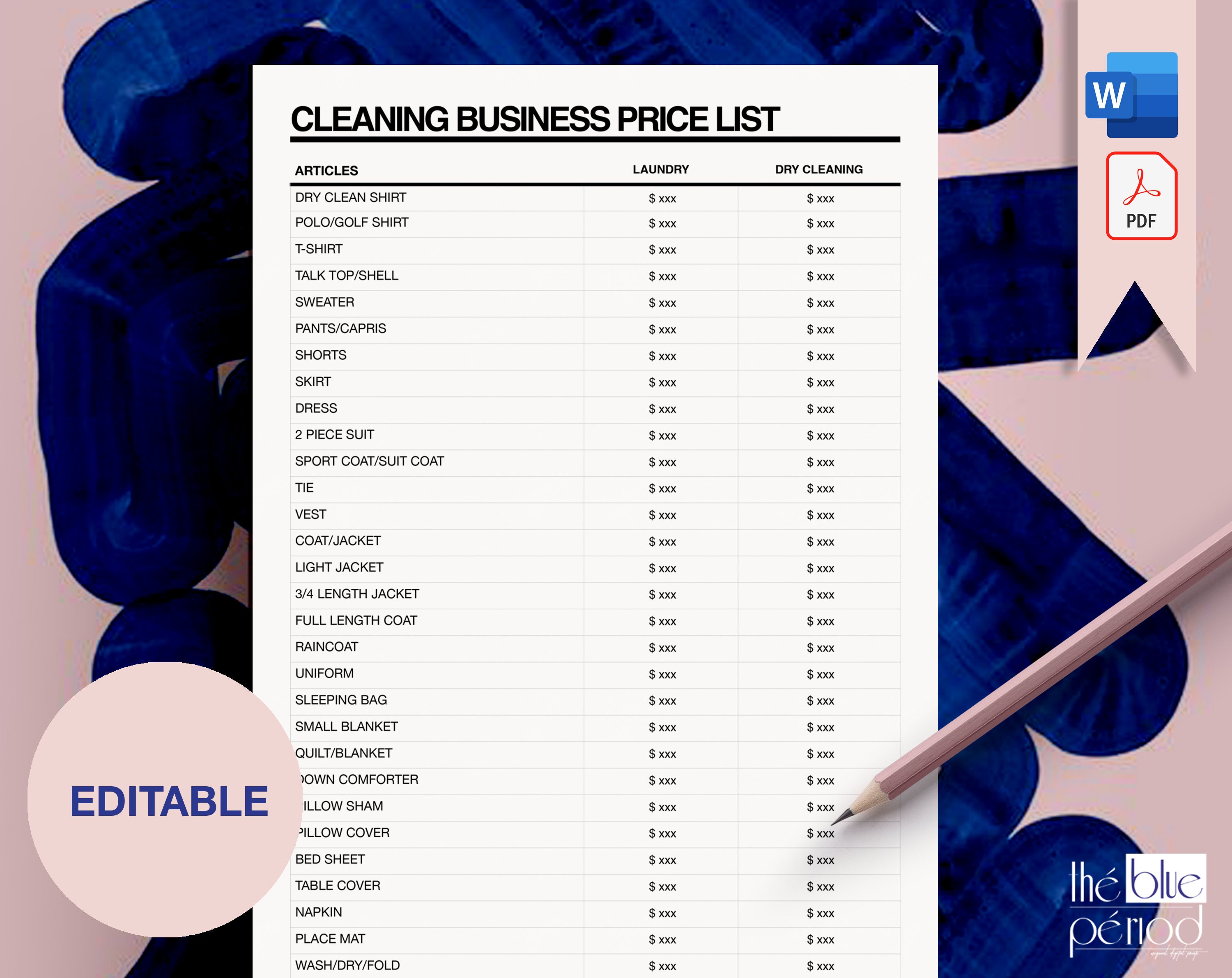 Editable Cleaning Business Price List Etsy