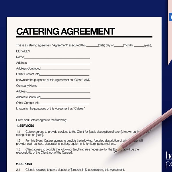 Editable Catering Agreement